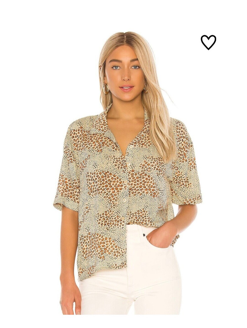 Amuse Society Wildcat Woven Leopard Blouse Shirt Size M Y2K Aesthetic